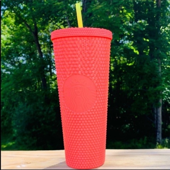 Starbucks Dragon Fruit Studded coral sparkle tumbler